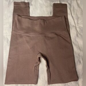 Ribbed Leggings Brown Women's Size S